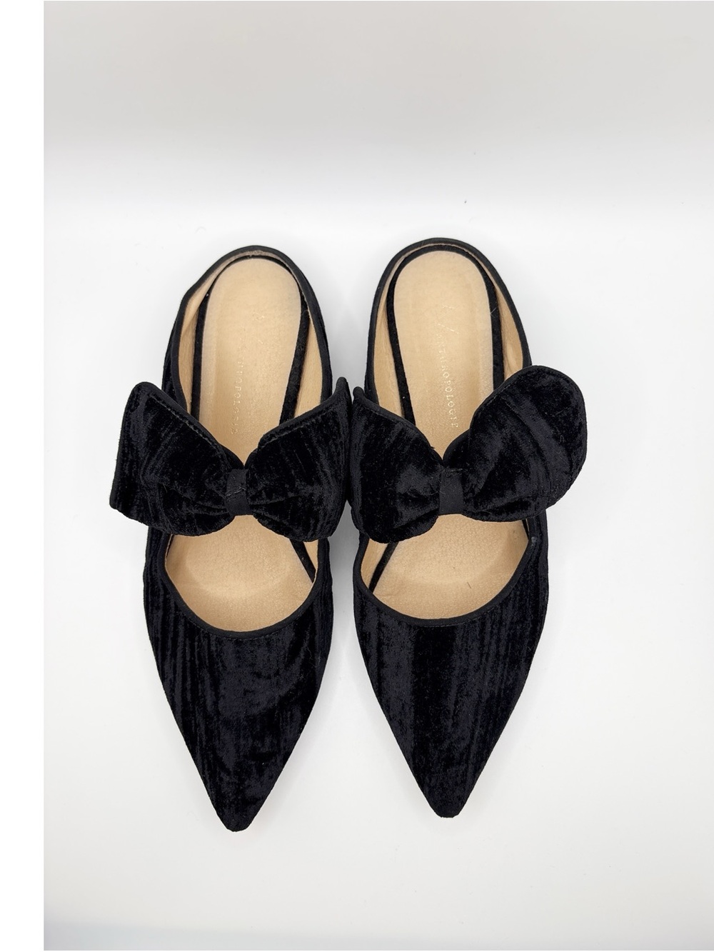Anthropologie Livia Bow Flats Black Velvet